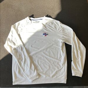 Peter Millar Ivory Long Sleeve Tee with Tulsa University Embroidery